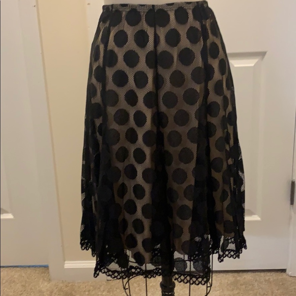 Karen Kane Midi Skirt Black with Polka Dots S